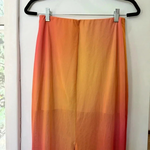 Boskemper Mesh Colorblock Maxi Skirt Sheer Long Ombre Orange - Picture 9 of 15